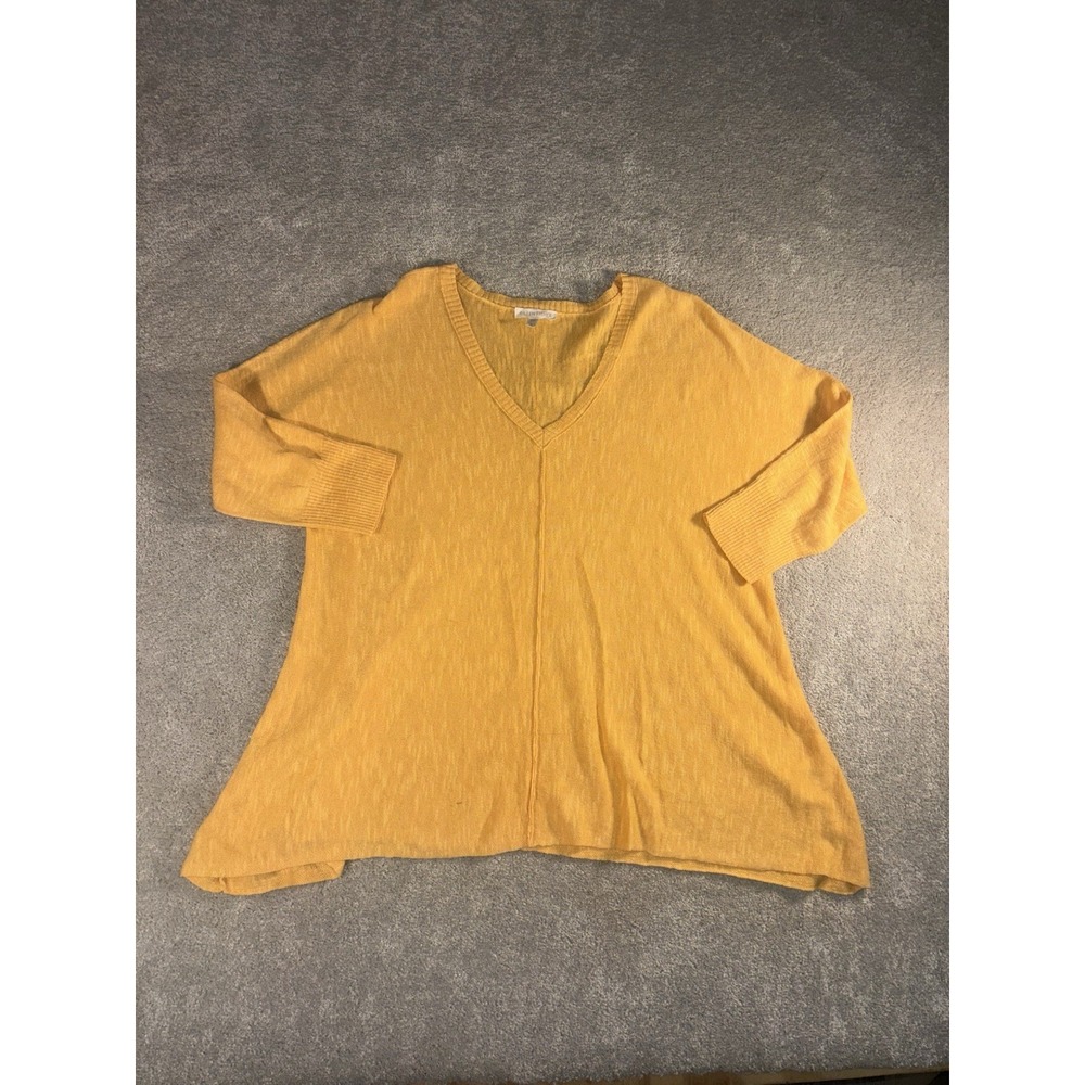 eileen fisher orange light weight orangic cotton linen 3/4 sleeves‎ Oversized
